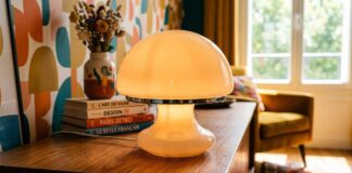 Jak lampa grzybkowa z opalowego szkła z lat 70. oddaje nowoczesny wystrój